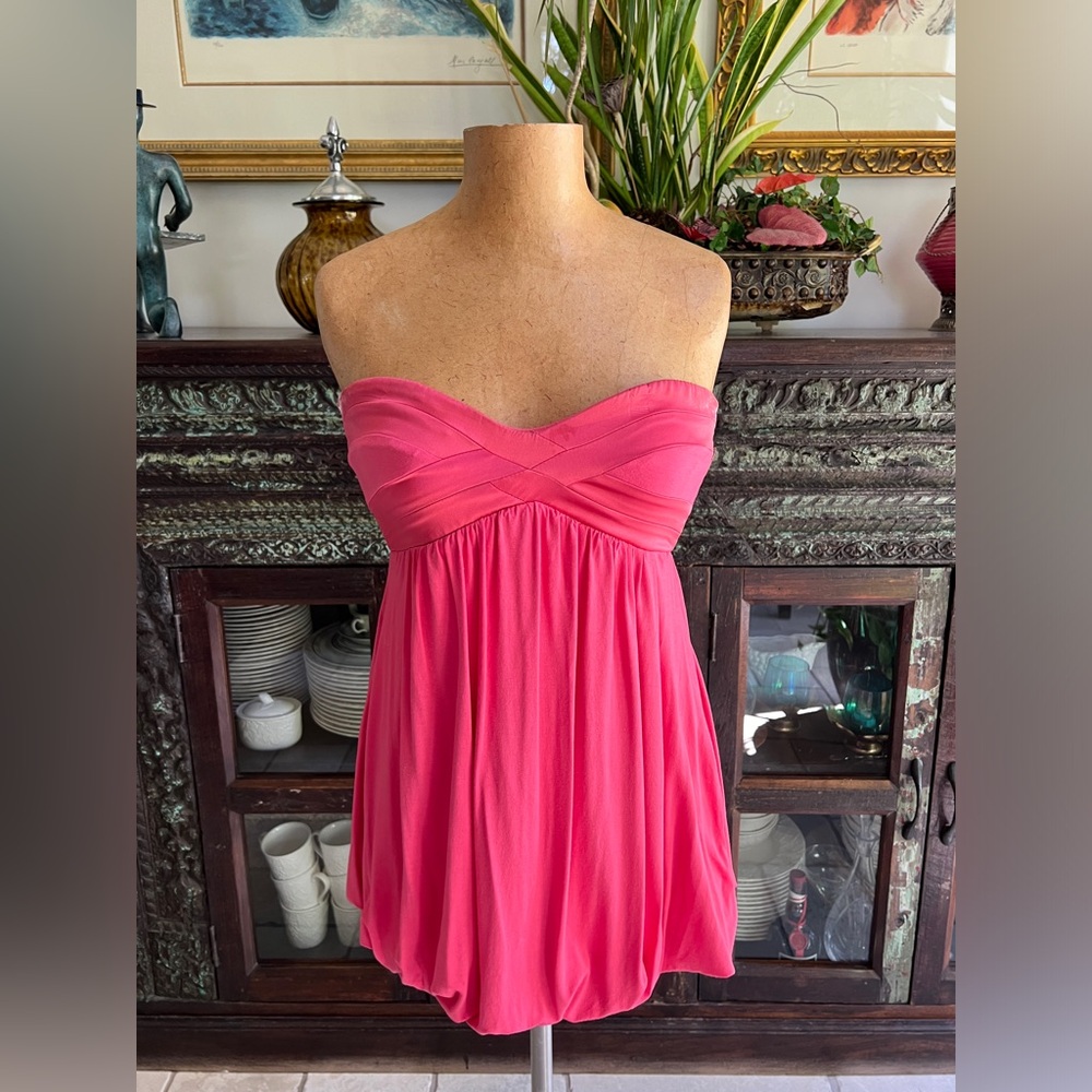 bebe Hot Pink Strapless Babydoll Tunic
